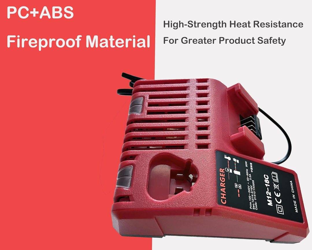 CYDZ® Ersetzen Ladegeräte für Milwaukee M18 M12 18V 220V Li-ion Tool Battery 48-59-1812 48-59-1807 4