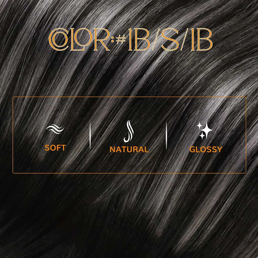 Easyouth Balayage Microring Extensions Echthaar Microring Extensions Off Black Mix Silber und Off Bl