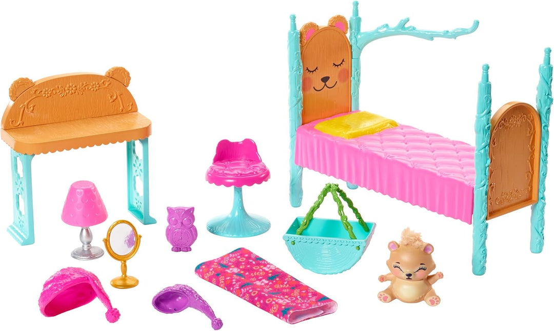 Mattel Enchantimals FRH46 Bren Bear und Snore Schlafzimmer