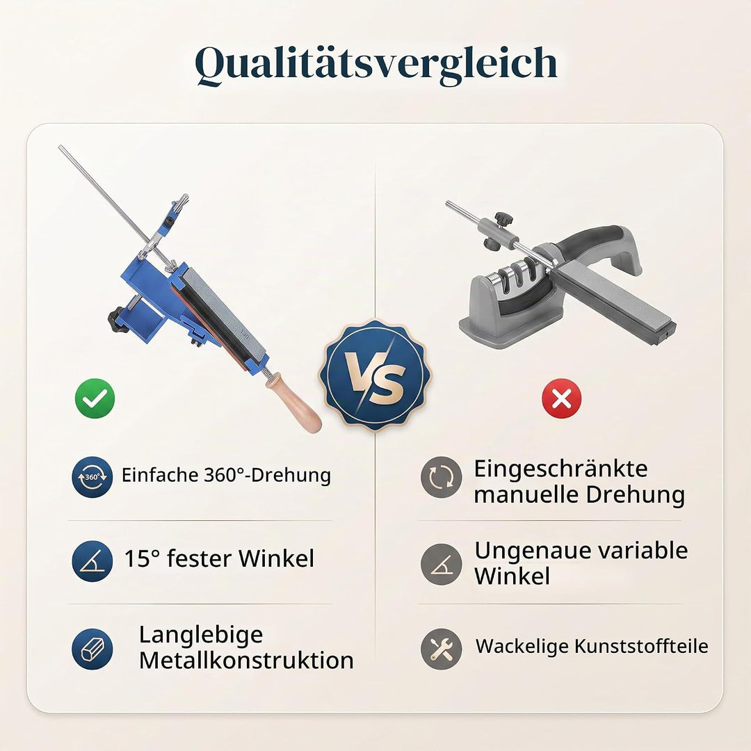 Greensen Messerschärfer mit Festem Winkel, 6 Schleifsteine, 15° und 40° Winkel, Kit 200S