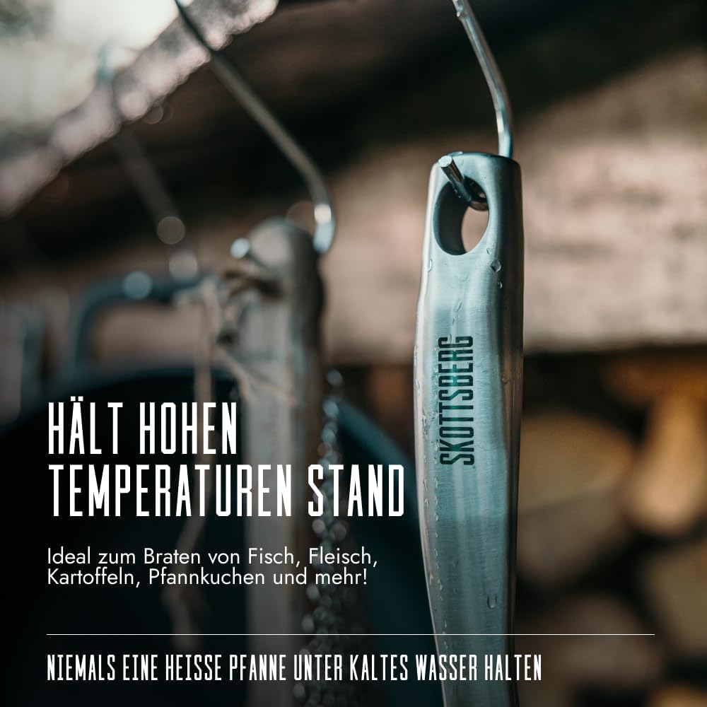SKOTTSBERG Gusseisen Grillpfanne - 28×28 cm – vorgebrannt & PFAS‑frei, natürlich Antihaft - für Indu