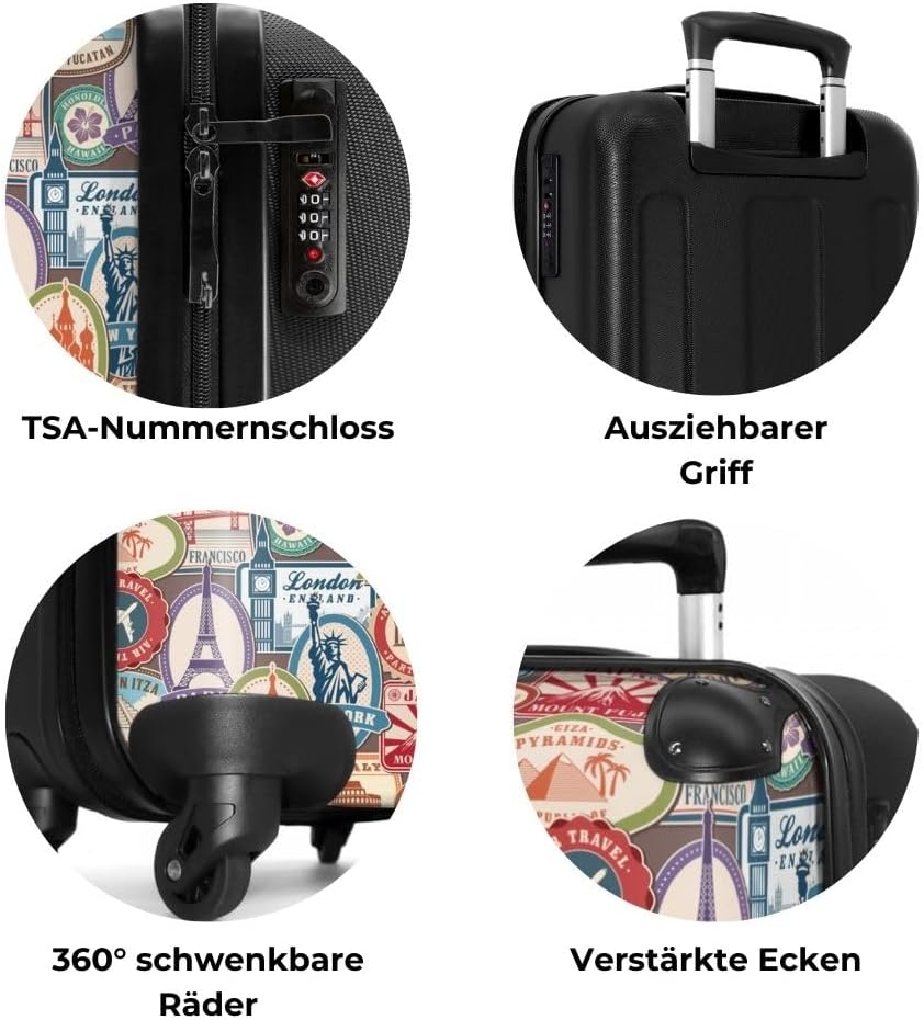NoBoringSuitcases.com® Handgepäck, Hartschalenkoffer mit TSA Schloss, Trolley, Reisekoffer, Carry on