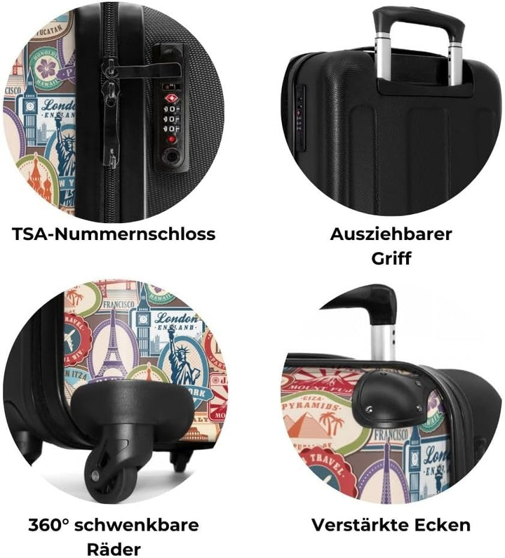 NoBoringSuitcases.com® Handgepäck, Hartschalenkoffer mit TSA Schloss, Trolley, Reisekoffer, Carry on