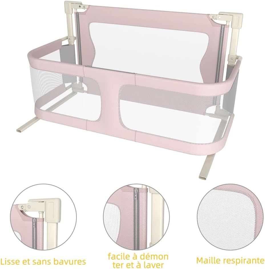 OHMG Bettgeländer,Sicherheitsgitter für Kinder,Sicherheitsgitter für Bett,höhenverstellbar,tragbar,B