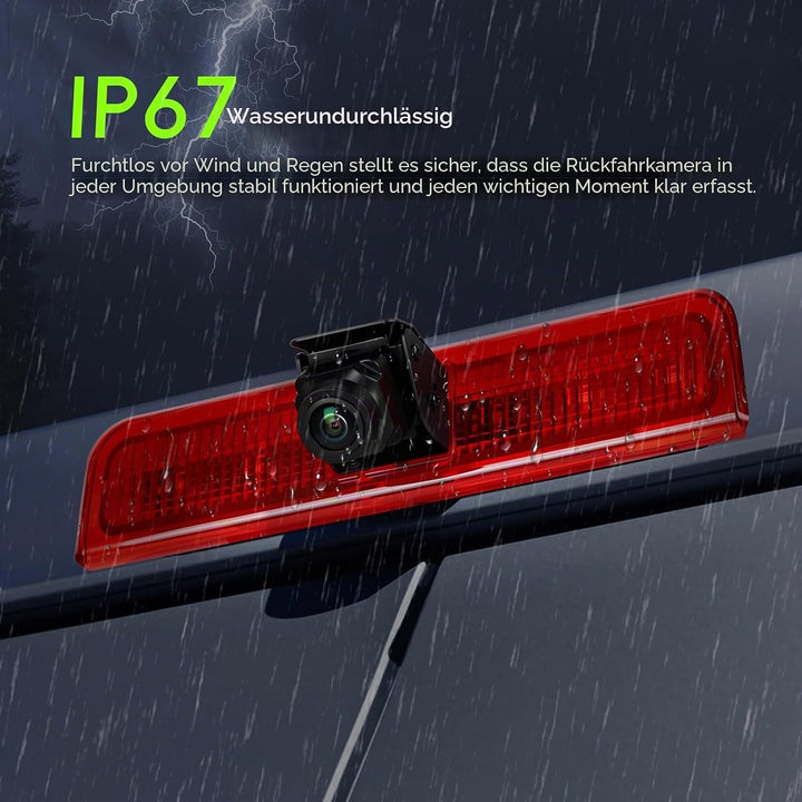 CAMECHO Bremsleuchte Rückfahrkamera HD Nachtsicht IP67 Wasserdichter Kamera für VW Caddy 2003-2015 B