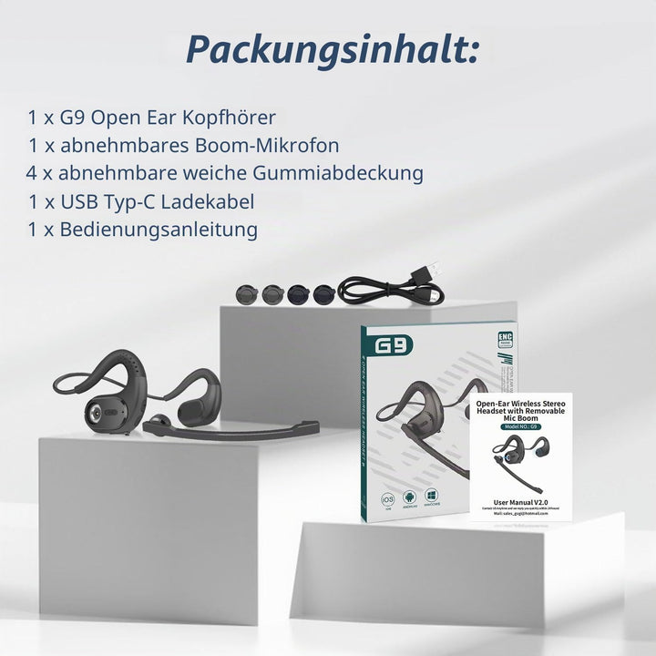 BANIGIPA Bluetooth Headset mit abnehmbarem Mikrofon, Noise Cancelling Wireless Headset für Telefone