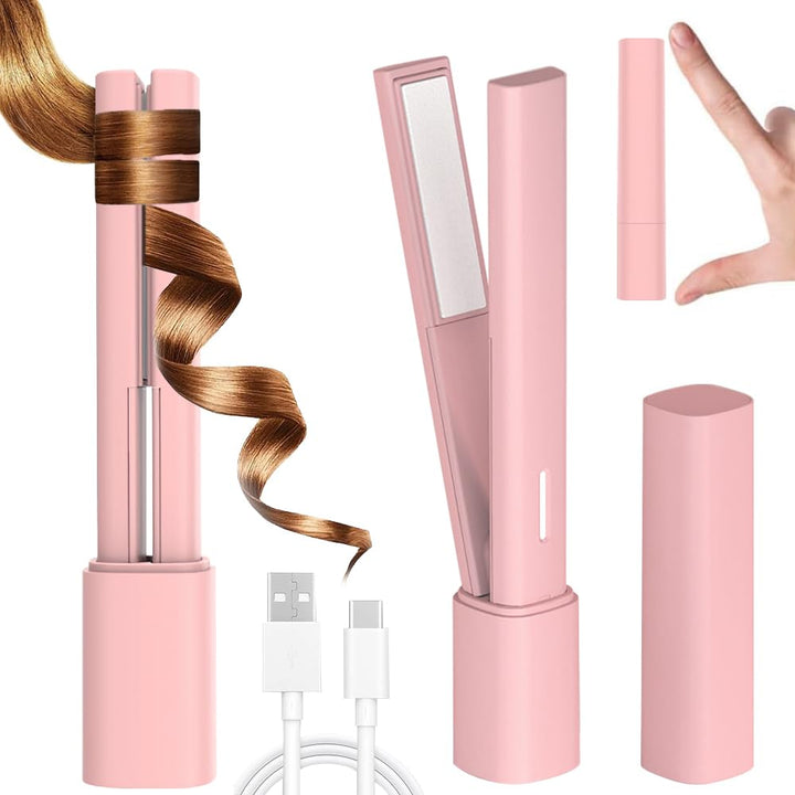 USB Mini-Haarglätter, 2-in-1 Reise-Glätteisen Locken für kurzes Haar | USB-betriebenes 2-in-1 Haargl