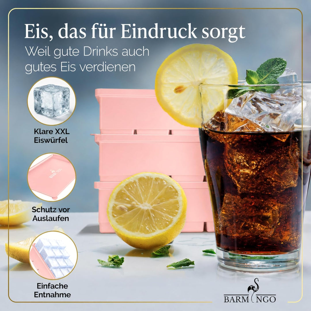 Silikon Eiswürfelform mit Deckel (3er Set) – BPA-freie Eiswürfelform gross/XXL | Grosse Eiswürfel Fo