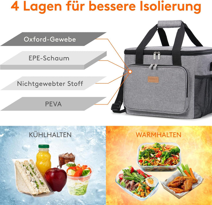 Lifewit 25L Kühltasche Gross Thermotasche Cooler Bag Einkaufstasche Kühlbox Thermo Tasche Lunchtasch