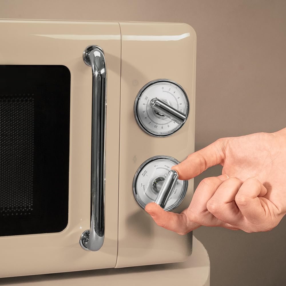 Cecotec Mikrowelle mit Grill Proclean 3110 Retro Beige Mechanische, 700 W in 6 Stufen, Timer bis zu