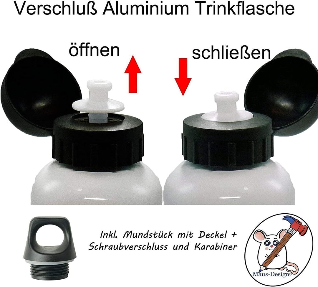 Trinkflasche personalisiert mit Name, Tennis | 400ml, 500ml oder 600ml, Schriftwahl für Name, Edelst