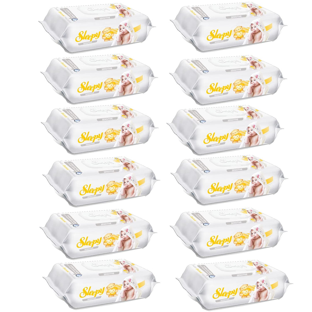 Sleepy Sensitive Feuchttücher 12x90 mit 12 Packungen 1080 Blatt, Sensitive