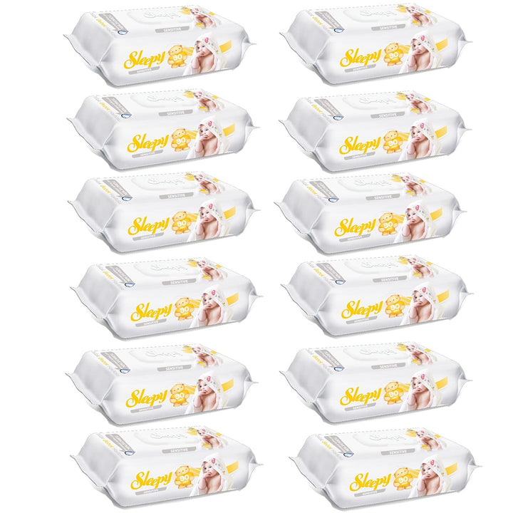 Sleepy Sensitive Feuchttücher 12x90 mit 12 Packungen 1080 Blatt, Sensitive
