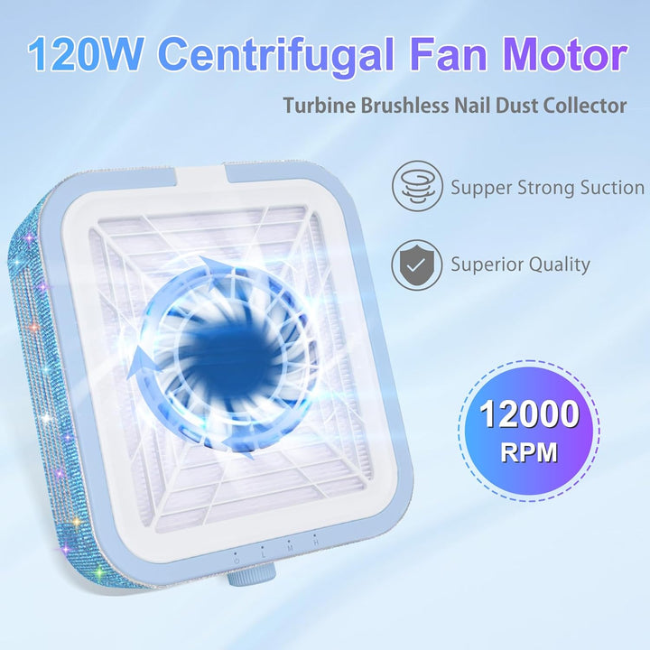 CGBE Staubabsaugung für nägel, 120W Nagelstaubsauger mit 2 Filter Saugstark Professionell Nagel Stau