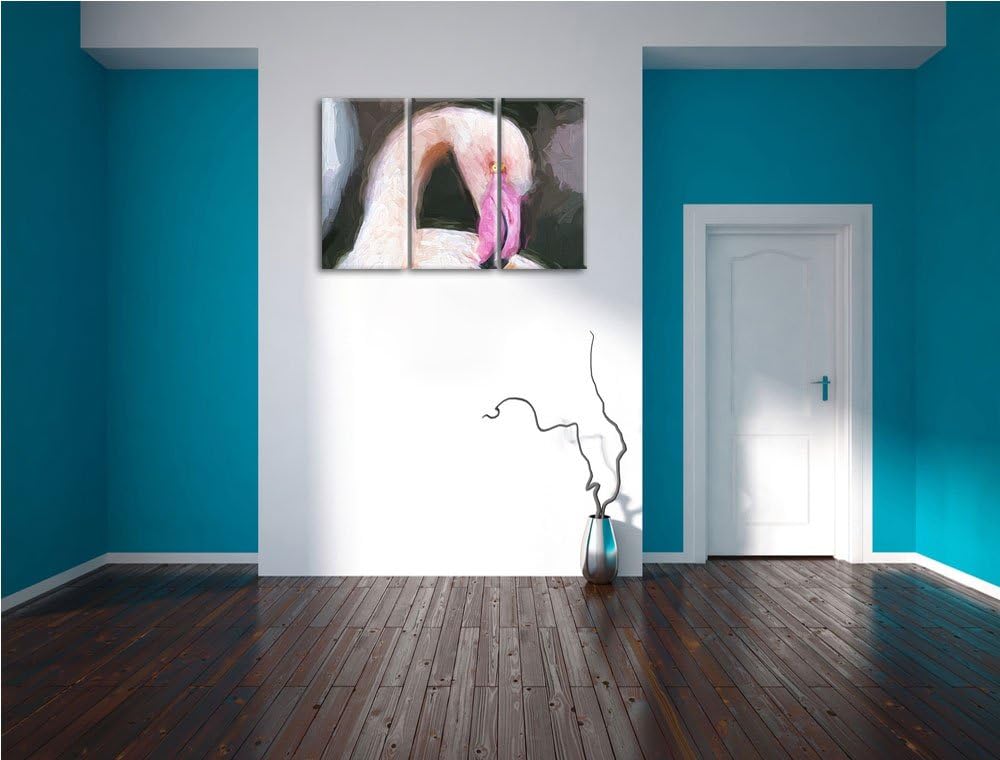 Flamingo beim Putzen Spezial 3-Teiler Leinwandbild 120x80 Bild auf Leinwand, XXL riesige Bilder fert