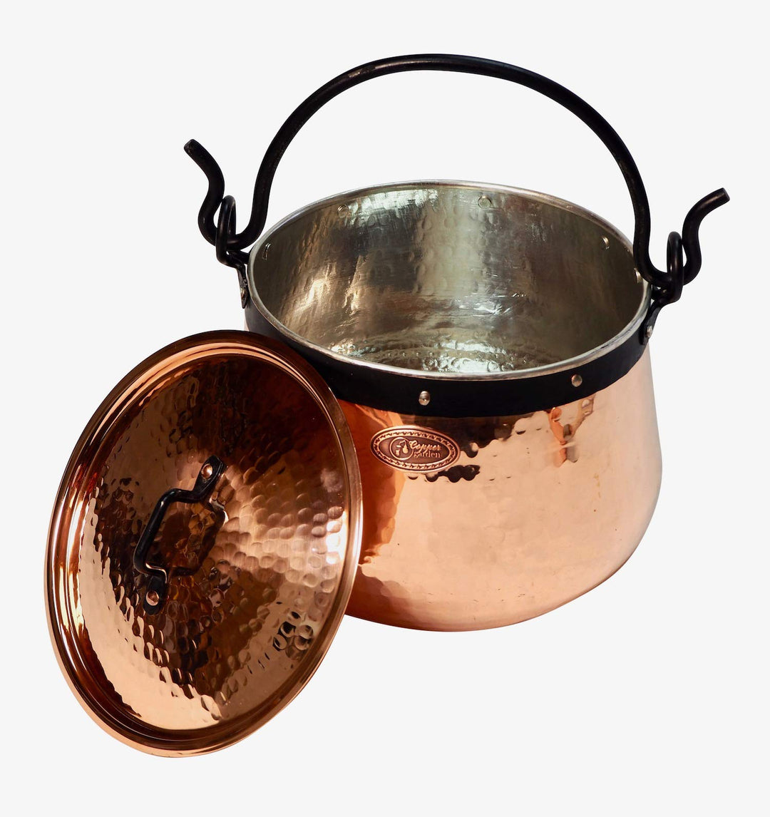 CopperGarden Kupferkessel 20 L mit Henkel &amp; Deckel - Hexenkessel I Robuster Kessel aus verzinntem Ku