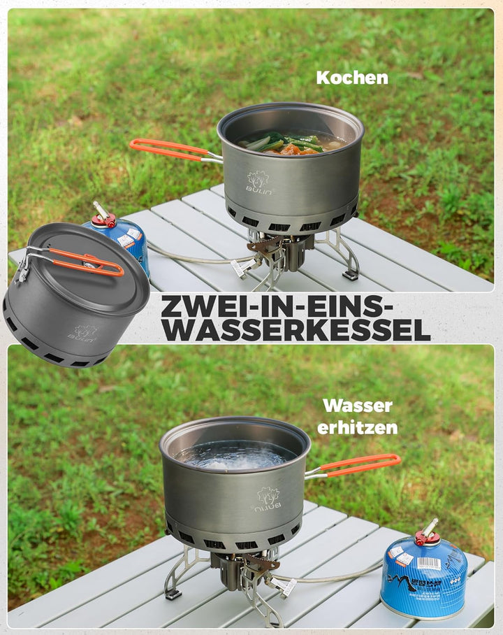Bulin Camping Wasserkessel 2.2L Grösser Kaffeekanne Wasserkocher 2-3 Personen Kochen Leicht Faltbar