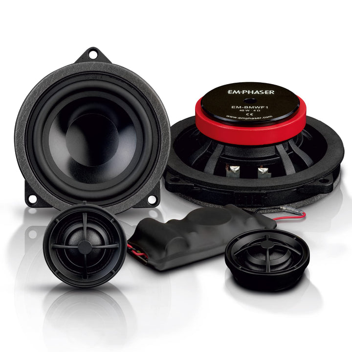 EMPHASER EM-BMWF1 – 10 cm Komponenten System, Autolautsprecher Set, kompatibel mit BMW und Mini, Plu