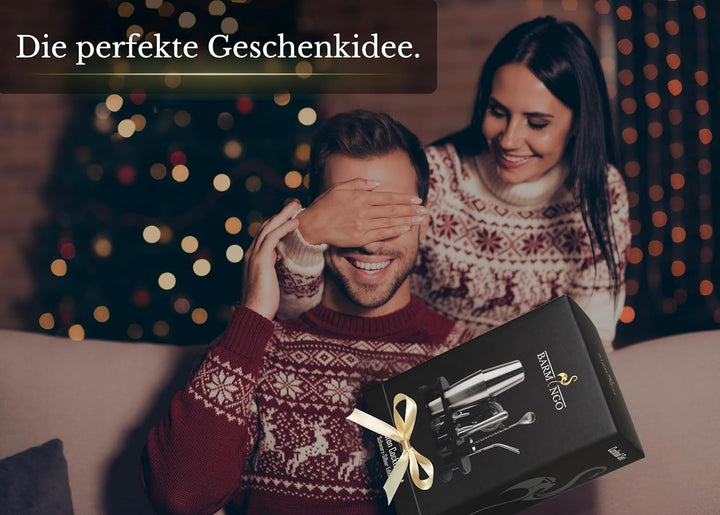 Edelstahl Cocktail Set 11tlg – 825ml Boston Cocktail Shaker Set mit Ständer und Bar Zubehör, Cocktai