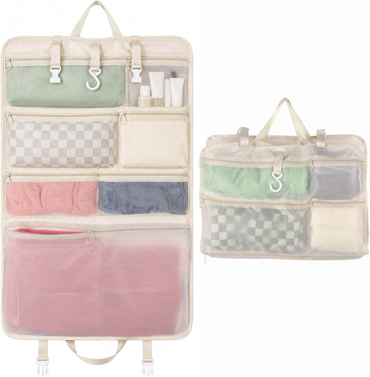 7-in-1 Packing Cubes Koffer Organizer, Hängender Reiseorganizer, Beige