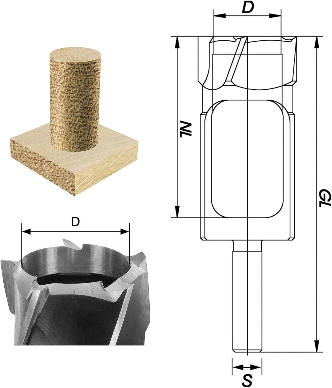 ENT 45288 Zapfenschneider Premium HS, Durchmesser (D) 20 mm, NL 80 mm, GL 140 mm, S 13 mm D=20 / NL=