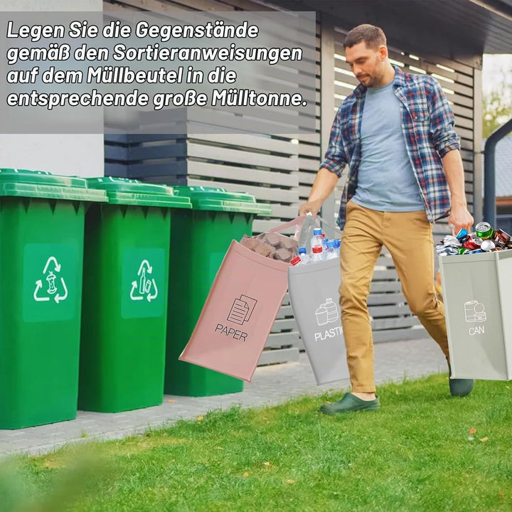 Mülltrennsystem 3fach für Papier Kunststoff und Leergut Abstellraum Ordnungssystem Recycling Mülltre