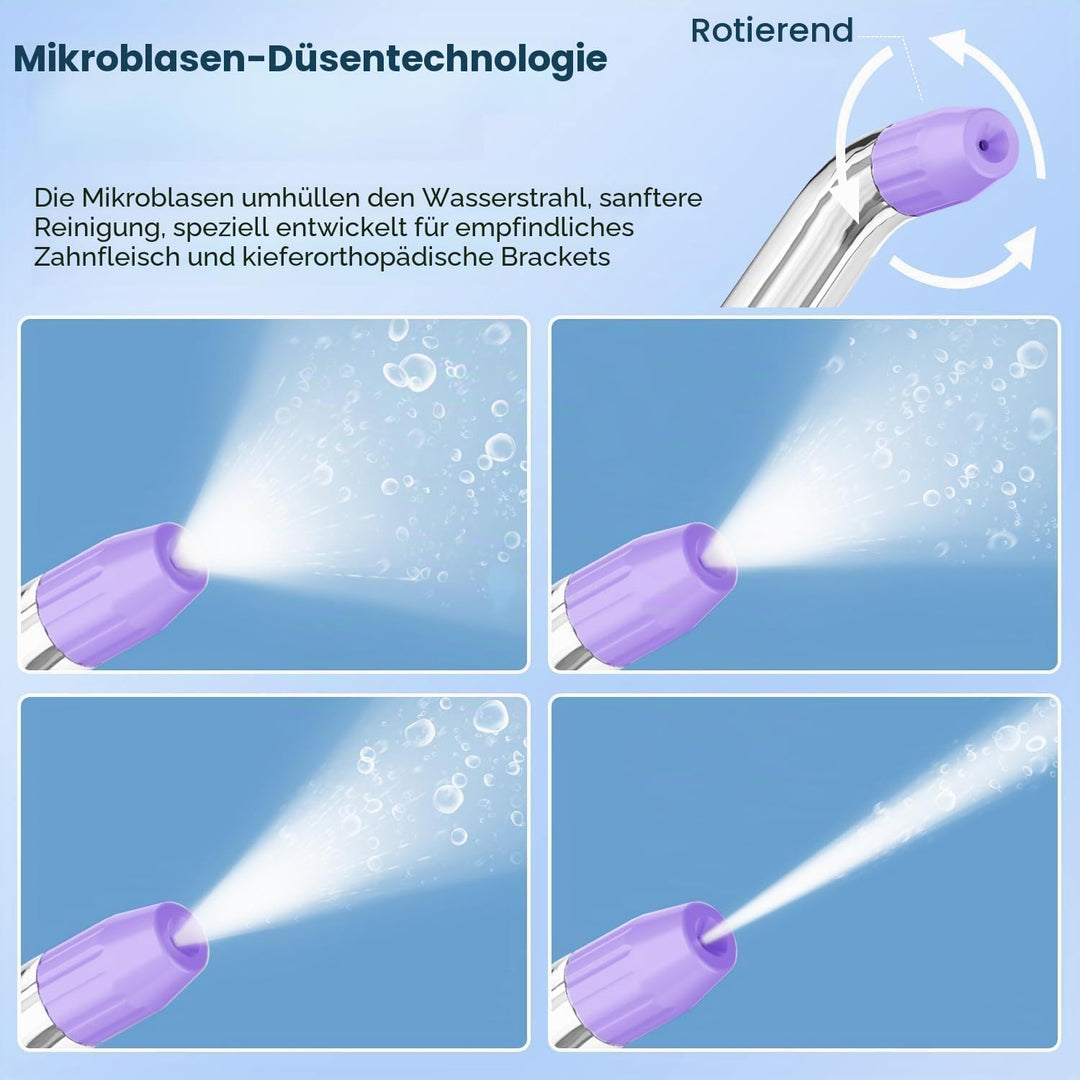 Munddusche, tragbar, Wasserfloss, Munddusche 5 Modi und 8 Düsen, Tank 300 ml, USB aufgeladen, wasser