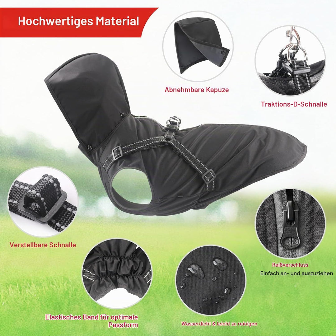 Mosucoirl Hunde Regenmantel Wasserdichter Hunde Kapuzenpullover Reflektierender Hunde Regenmantel mi