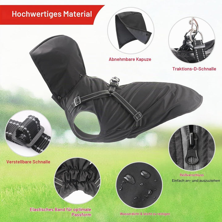Mosucoirl Hunde Regenmantel Wasserdichter Hunde Kapuzenpullover Reflektierender Hunde Regenmantel mi