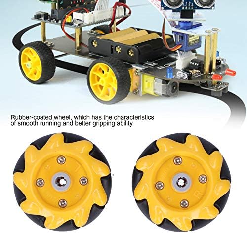 Eujgoov Mecanum-Rad, 48mm Omnidirektionales Rad Smart Robot Autozubehör DIY Spielzeugkomponenten(2 P