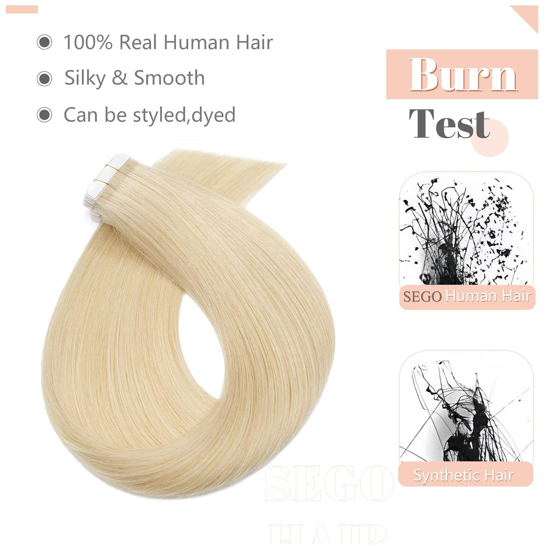 SEGO Echthaar Tape in Extensions Haarverlängerung Invisible Seamless Haarteile Skin Weft Menschenhaa