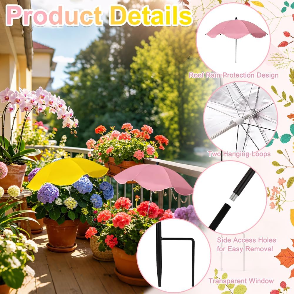 2 Stück Pflanzenschirm, Mini Sonnenschirm für Pflanzen, Sonnenschutz für Pflanzen Ø 60 cm, Verstellb