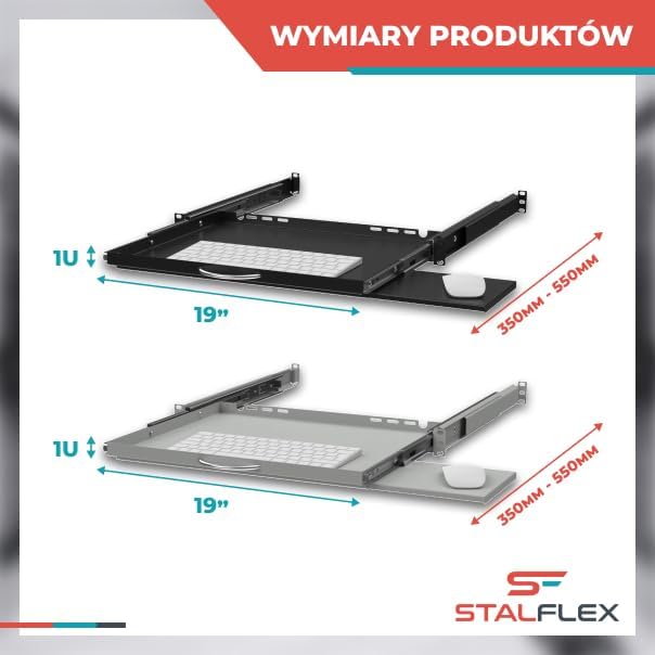 19" Ausziehbarer Regalboden für Tastatur und Maus, 350mm, grau RSR19-1U-350G-KM