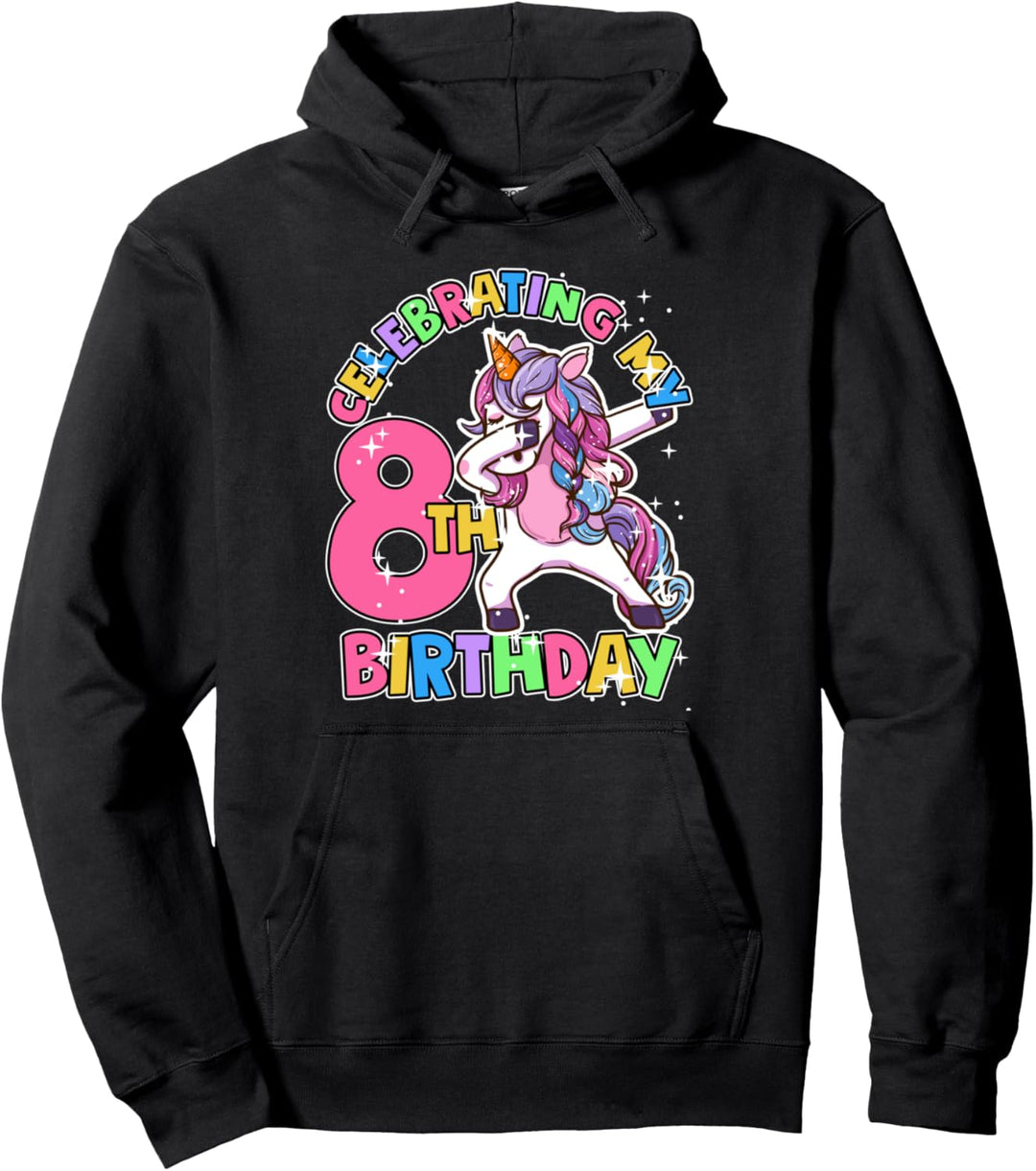 Einhorn zum 8. Geburtstag für Mädchen Pullover Hoodie