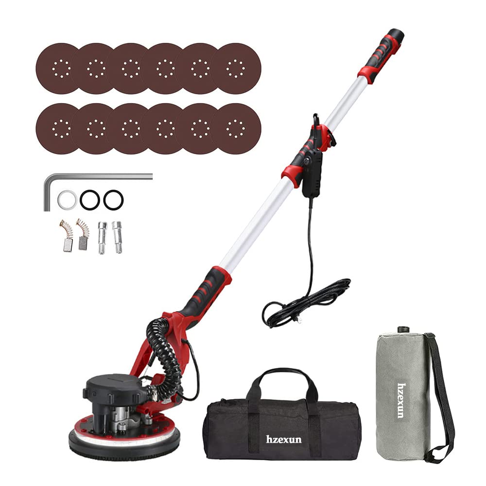 hzexun Trockenbauschleifer, Deckenschleifer 1250W, 2800 1/min max,Teleskop Langhalsschleifer mit Sel