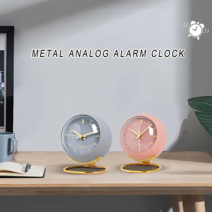 Analogwecker Retro Quarzuhr Mit Nachtlicht Einfaches Niedliches Design Metall Tischuhr Leise Non Tic