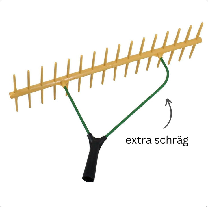 Rekord - Kunststoffrechen 64 cm - Doppelseitig mit 32 Zinken - Heurechen | Gartenrechen ohne Stiel f