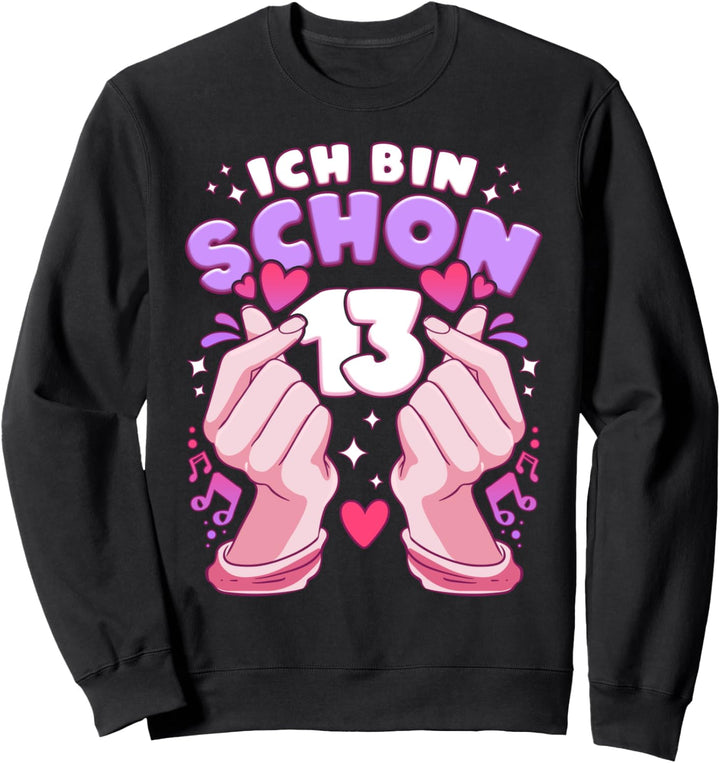 Geburtstag 13 Jahre, K-Pop Fingerherz, Saranghae Sweatshirt