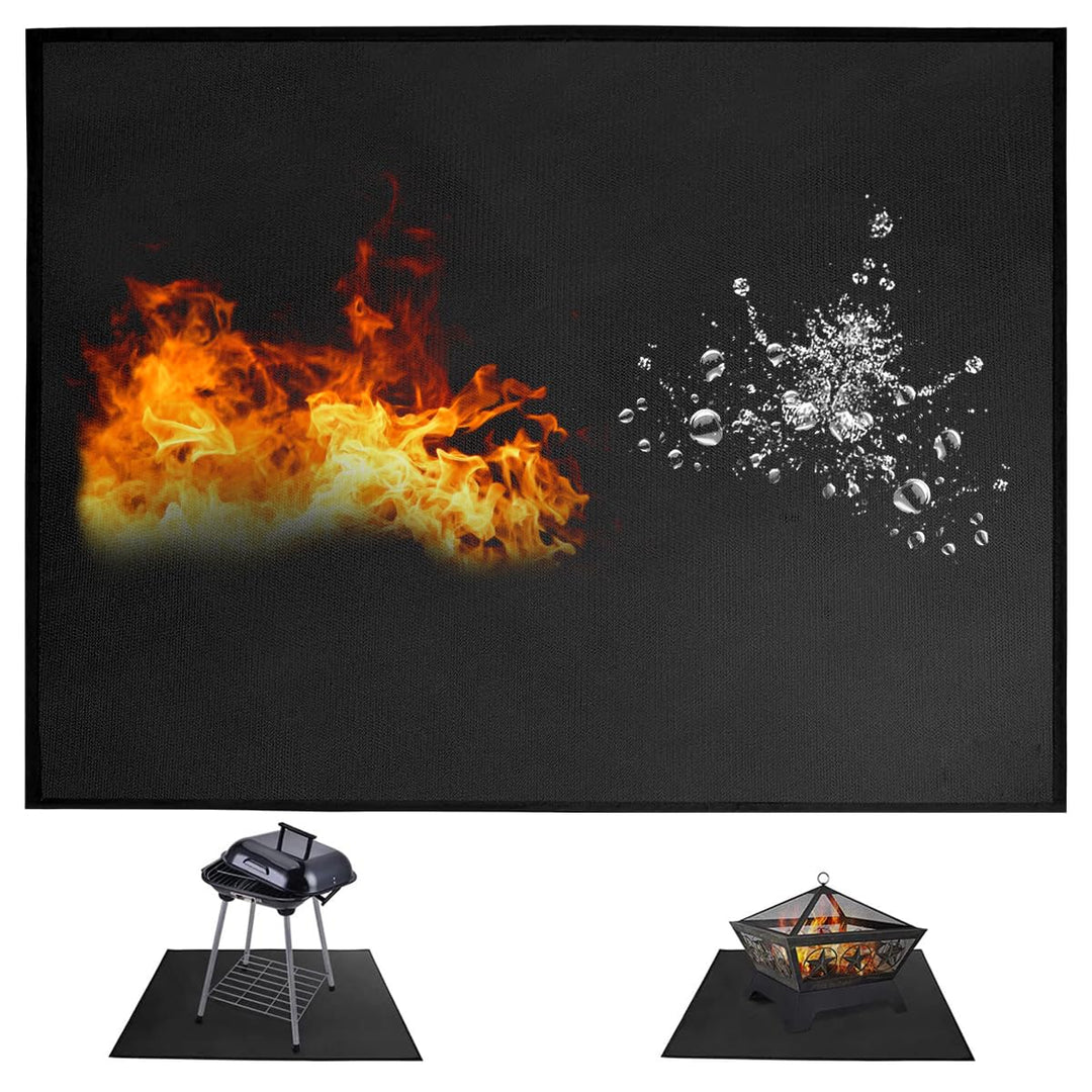 Grillmatte Bodenschutz, 100 x152cm Feuerfeste Unterlage, Faltbare Grillmatte, Hitzebeständige Grill