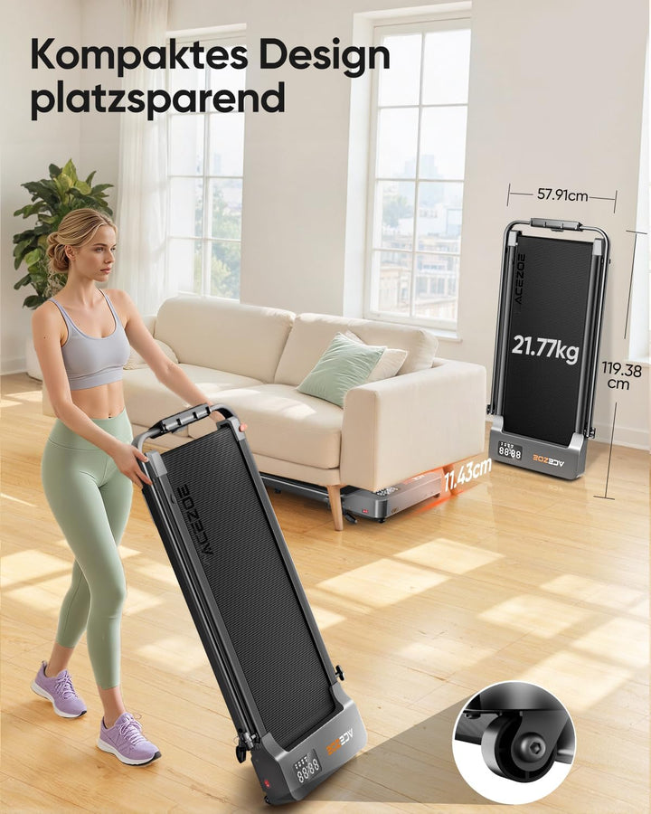6 in 1 laufband für zuhause klappbar,Walking Pad mit Steigung 10% in 3 Stufen und Griff, Treadmill f