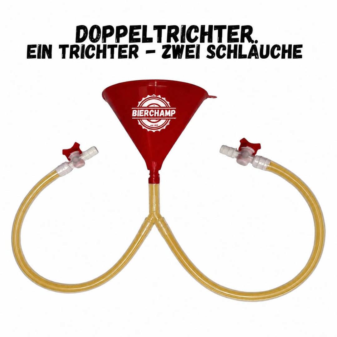 Bierchamp Biertrichter - Doppelter Biertrichter - Doppeltrichter - Biertrichter zwei Schläuche - Fes