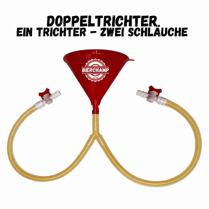 Bierchamp Biertrichter - Doppelter Biertrichter - Doppeltrichter - Biertrichter zwei Schläuche - Fes