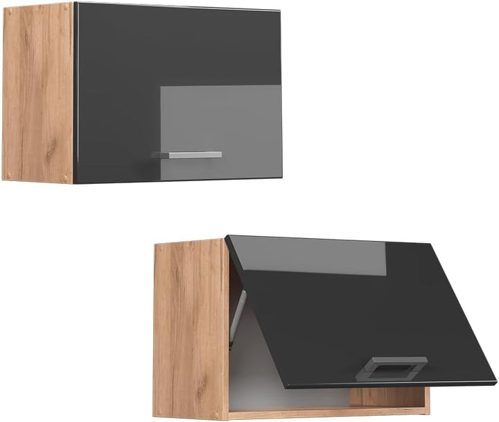 Vicco Hängeschrank R-Line, Anthrazit Hochglanz/Goldkraft Eiche, 60 cm Flach Anthrazit Hochglanz Häng