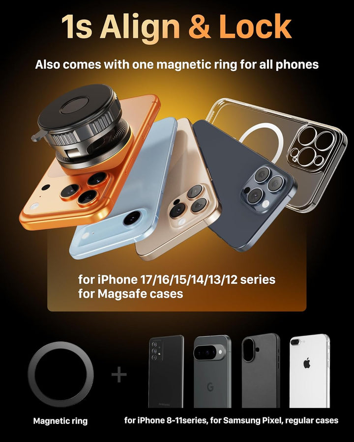 YOSH Vakuum Handyhalterung Auto für MagSafe, Starke Saugkraft mit Twist-Lock, 360° drehbare Basis &