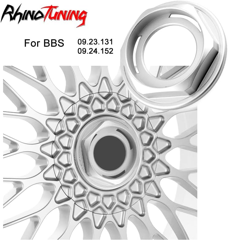 RhinoTuning 4 Stück Radnabenkappen für BBS Nabendeckel OD 102mm ID 71,7mm, Chrom Radnabenabdeckung G