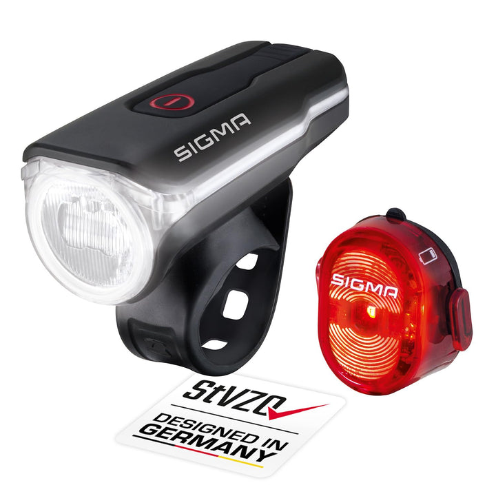 SIGMA Fahrradbeleuchtung Set Aura 60 USB/Nugget II | StVZO zugelassenes, akkubetriebenes Vorderlicht