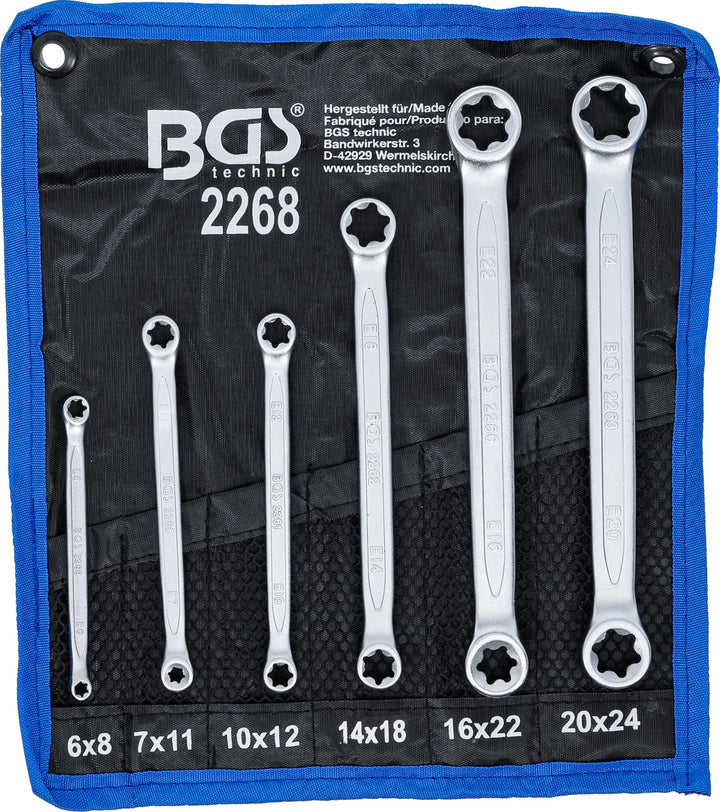 BGS 2268 Doppel-Ringschlüsselsatz für E-Profil-Aussenschrauben, E6xE8-E20 xE24, 6-tlg. 6-tlg. | SW E