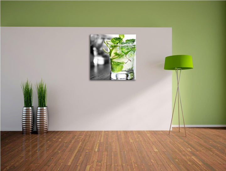 Pixxprint Pfefferminzcocktail als Leinwandbild/Grösse: 70x70 cm/Wandbild/Kunstdruck/fertig bespannt,