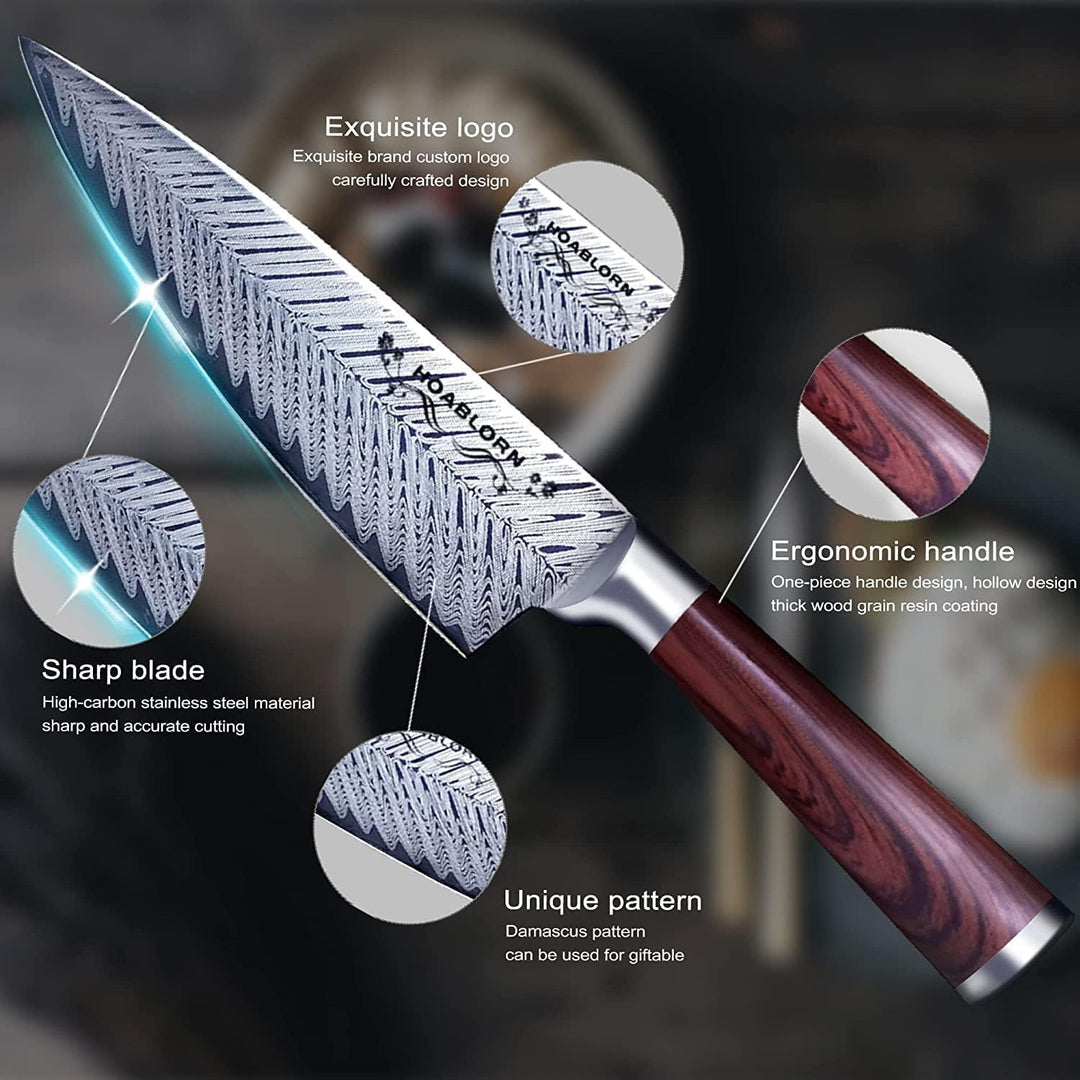 ChefHoablorn Profi Messerblock Messer Set, Profi Küchenmesser mit Holzblock, Kochmesser Set mit Mess