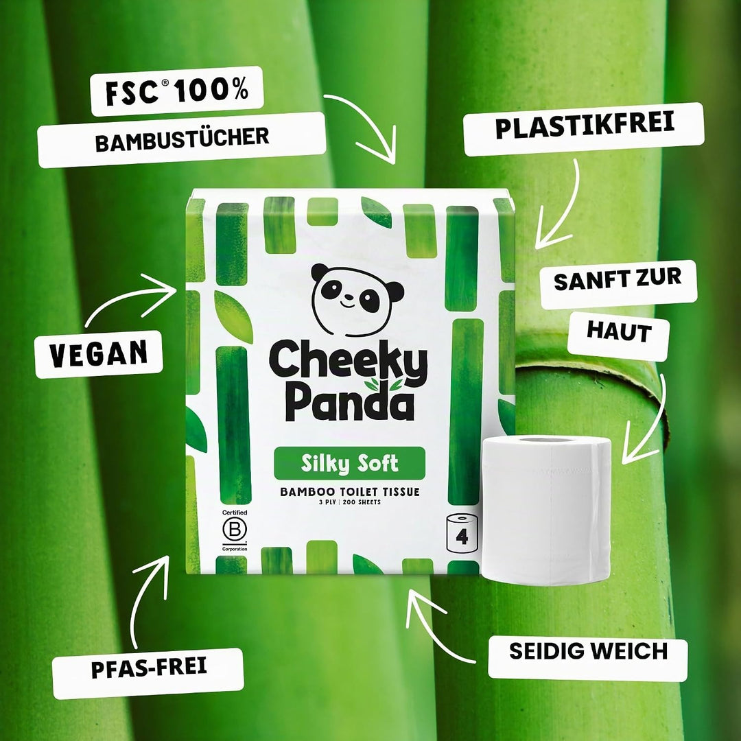 The Cheeky Panda Bambus Toilettenpapier Bulk Buy - 24 Rollen (6 Packungen à 4 Stück) | 3-lagiges Toi